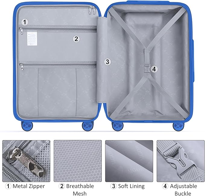 28 Inch Luggage with Spinner Wheels, Large Hard Shell Suitcase, Lightweight PP Luggages with TSA Lock, Checked-Large Suitcases 28-Inch, Blue