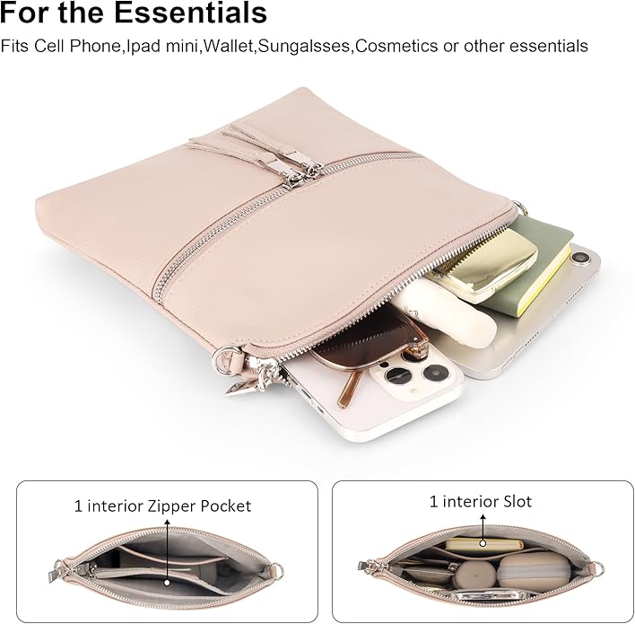 befen Genuine Leather Small Crossbody Purses for Women Travel Cross Body Bags Lightweight with Adjustable Shoulder Strap