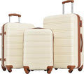 Merax Luggage sets of 3 Piece Carry on Luggage Airline Approved,Hard Case Luggage Expandable Checked Luggage Suitcase Set with Wheels(White)