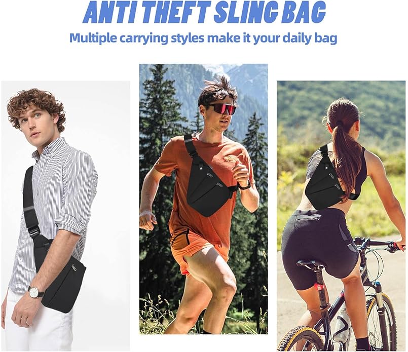 Anti Theft Crossbody Bag,Anti Theft Travel Bag for Women Men,Sling Crossbody Bag for Travel, Sport, Work