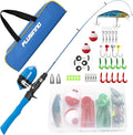 PLUSINNO Kids Fishing Pole with Spincast Reel Telescopic Fishing Rod Combo Full Kits for Boys, Girls, and Adults