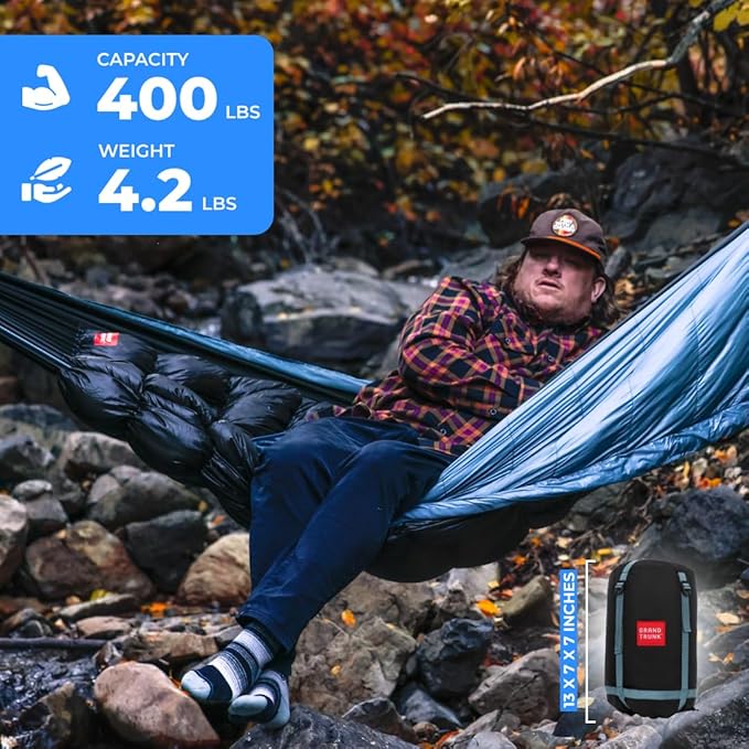 Grand Trunk Evolution 20 Down Hammock - 20°F Cold Weather Hammock with Integrated Sleeping Bag for Camping & Backpacking
