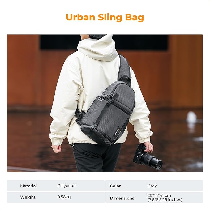 K&F CONCEPT Camera Sling Bag Crossbody Bag Camera Shoulder Backpack DSLR/SLR/Mirrorless Photography Bags Compatible with Canon/Nikon/Sony/Fuji/Gopro/DJI