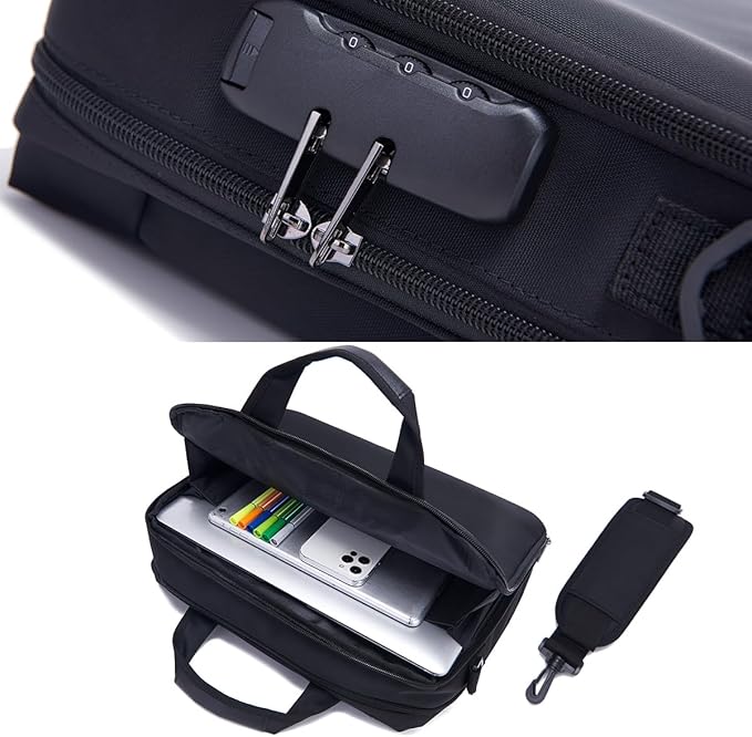 Heavy Duty Accordian File OrganizerwithHandle&Combination Lock,26 Pockets Expanding File Folder, Portable Document Organizer Accordion File Keeper for Letter Size / A4 File (Black)