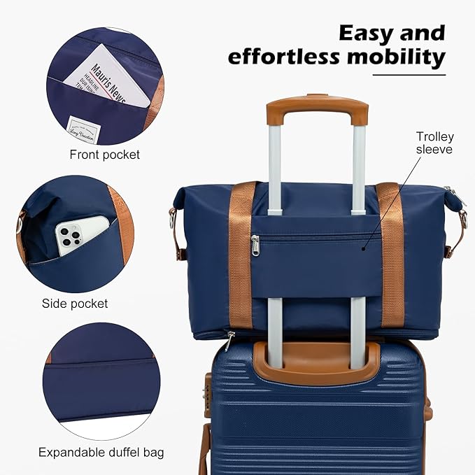 LONG VACATION 6 Piece ABS+PC Hardshell Luggage Set with Spinner Wheels, Lightweight suitcase set with TSA Lock & YKK Zipper