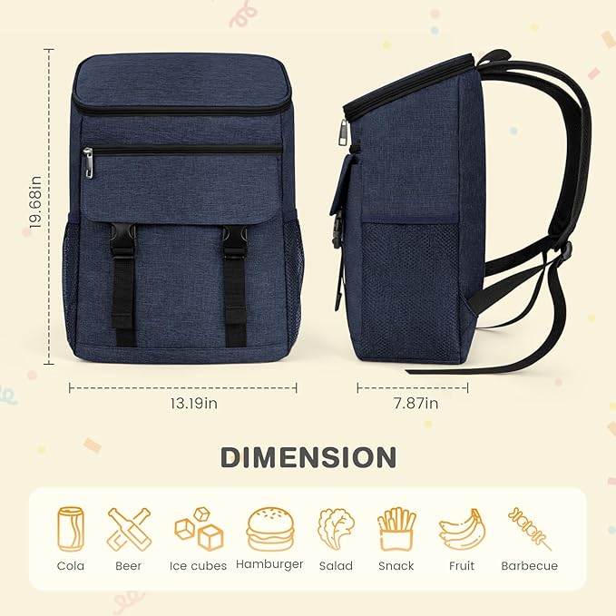 Cooler Backpack Soft Insulated Leak Proof 50 Cans Insulated Backpack Cooler Portable Picnic Camping Beach Hiking BBQ Lunch Backpack for Men and Women - Blue