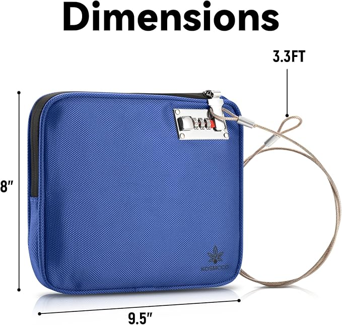 Anti-Theft Locking Beach Bag, 9x7.5-inch Portable Beach Safe for Securing Your Valuables and Phone – Blue