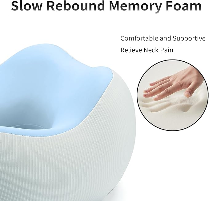 Thickened Travel Neck Pillow for Airplanes for Women, Adjustable Right Amount of Height 360° Support Memory Foam Neck Pillow, Portable Plane Pillow for Sleeping