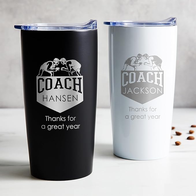 Lifetime Creations Custom Wrestling Coach Tumbler - Wrestler Coach Gifts for Men, Best Coach, Thank You Coaches, Wrestling Senior Night Gifts (Matte Black 20 Ounce Cup)