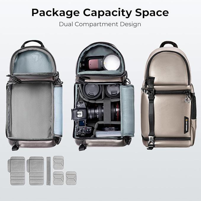 K&F CONCEPT Camera Sling Bag Crossbody Bag Camera Shoulder Backpack DSLR/SLR/Mirrorless Photography Bags Compatible with Canon/Nikon/Sony/Fuji/Gopro/DJI