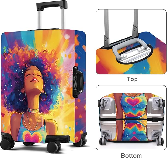 Luggage Cover Washable Suitcase Protector Anti-scratch Suitcase cover Fits 20-34 Inch Luggage (Girl-1, S(20-22inch suitcase))