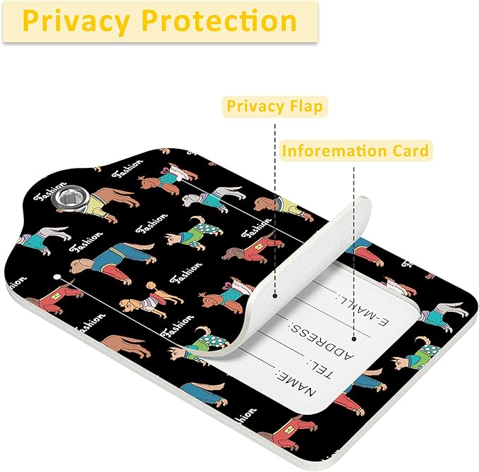 Luggage Tags for Suitcase,2 Pack Colored Dogs Luggage Tag with Privacy Flap,Name ID Label and Metal Loop for Women Men Girls Baggage Bag Backpack Instrument