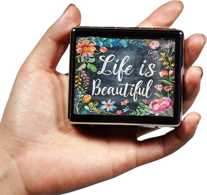 Cute and Portable Metal Pill Organizer – 8 Compartments, Elegant Chrome Finish, Ideal for Travel and Daily Use (Life is Beautiful Floral)