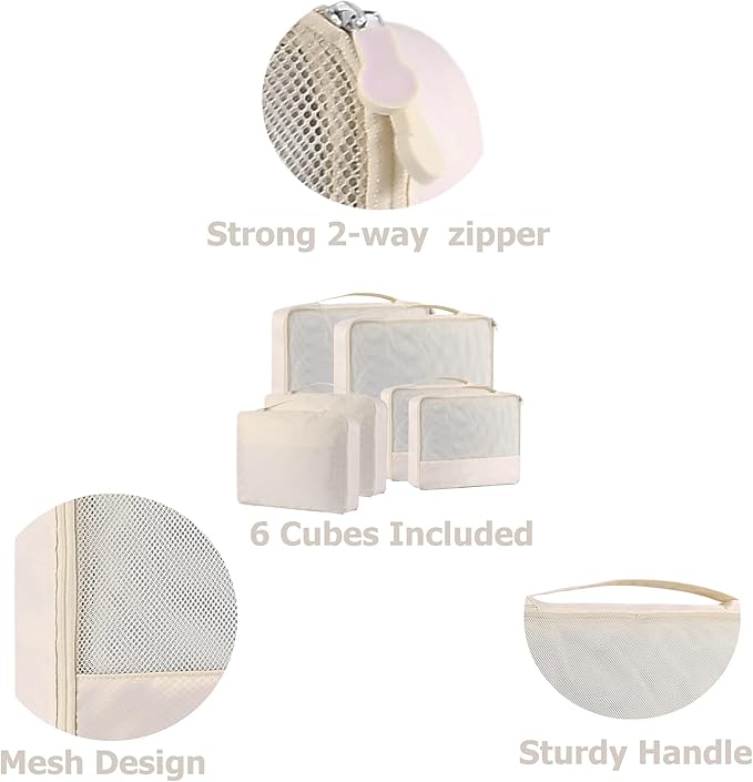 DoubleTrip Packing Cubes for Suitcases Carry on Luggage Organizer 6 Set Travel Accessories Lightweight Storage Bag Space Saver Clothes Pouch Large