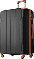 Merax 28 Inch Checked-Large Luggage with Wheels Aluminum Alloy Corner Hard Shell Suitcase TSA Luggage Suitcases for Travel Woman Men(Black Brown)