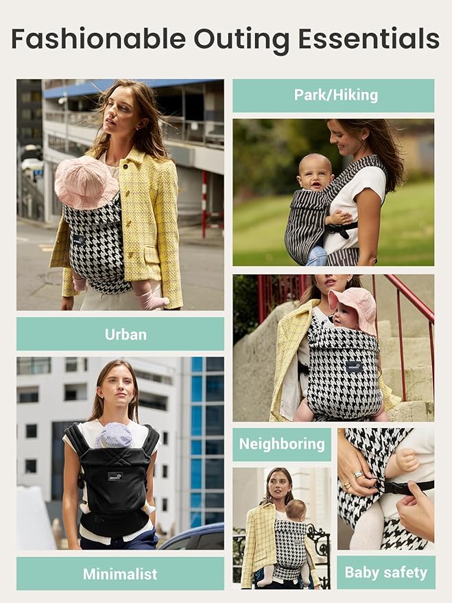 GROWNSY Baby Carrier Newborn to Toddler, Ergonomic Baby Toddler Carrier Wraps with Head Support, Easy to Wear, Infant Carrier Baby Gift, Travel and Hiking Friendly, for 7 to 44 lb (Flow-Stripe)