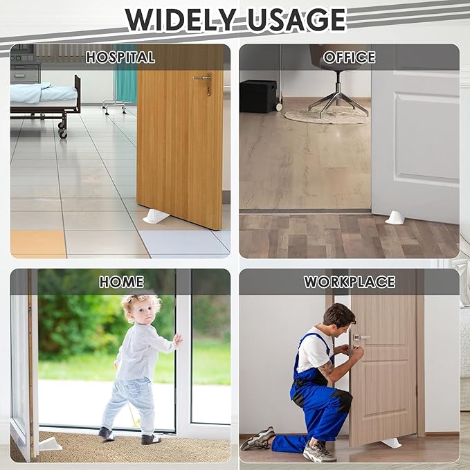 Frienda 2 Pcs Jumbo Door Stoppers Heavy Duty Door Stopper Tall up to 2inch Tall Wedge TPR Large Wedge Stackable Big Rubber Doorstop for Hotel Carpet Hardwood Concrete and Tile (White)