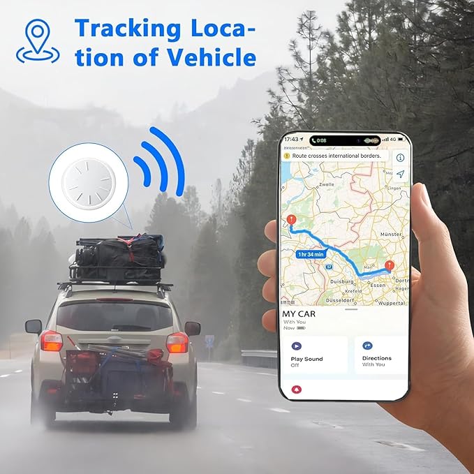 No Subscription Vehicle GPS Tracker,Portable Car GPS Tracker Work with Apple Find My（iOS Only,Mini Magnetic GPS Device Full Coverage Pinpoint Vehicle Location Elderly Children Pets (White,2PCS)