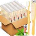 NICEMOVIC 10 Pack Disposable Toothbrushes Bulk with Toothpaste and Comb Travel Size Toothpaste Set Homeless Care Package Supplies for Bulk Individually Wrapped Disposable Travel Hotel Charity, Yellow