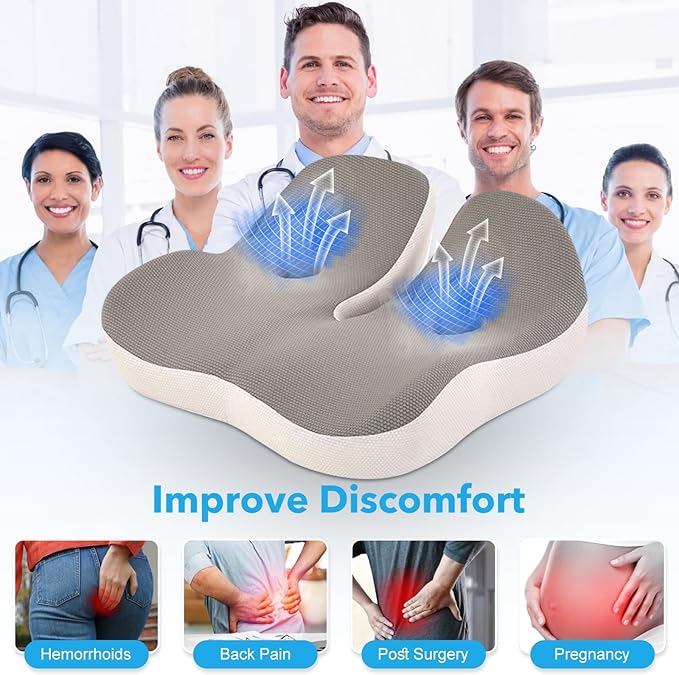 Seat Cushion,Office Chair Memory Cushion, Ergonomic Design, Relieve Sciatica and Long-Term Sitting Pain, Suitable for desks, Car Seats, Games, Wheelchairs