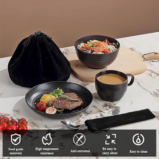 Berglander Camping Mess Kits, Silverware Set Spoons Forks Knives, Camping Essentials Gear, Accessories for Travel, Picnic, Outdoor, Easy to Carry and Clean