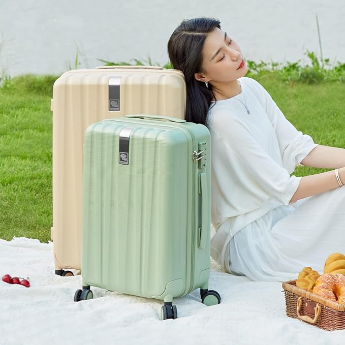 Hanke Luggage Sets 3 piece Carry On Luggage with Wheels PC Hard Shell Suitcases Lightweight Checked Travel Luggage Large Travel Suitcase Woman Men 20/24/29 Inch(Bamboo Green)