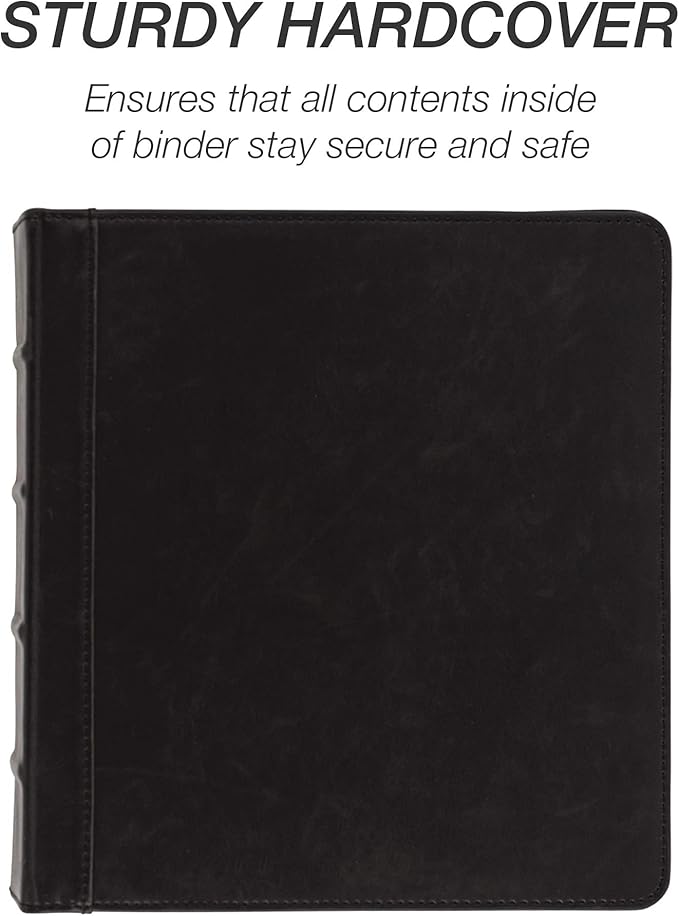 Samsill Vintage Leather Mini 3 Ring Binder 2 Inch Round Ring (Holds 425 Sheets), 5.5 x 8.5 Inch Documents, Professional Organizer, Planner, Notebook, Black