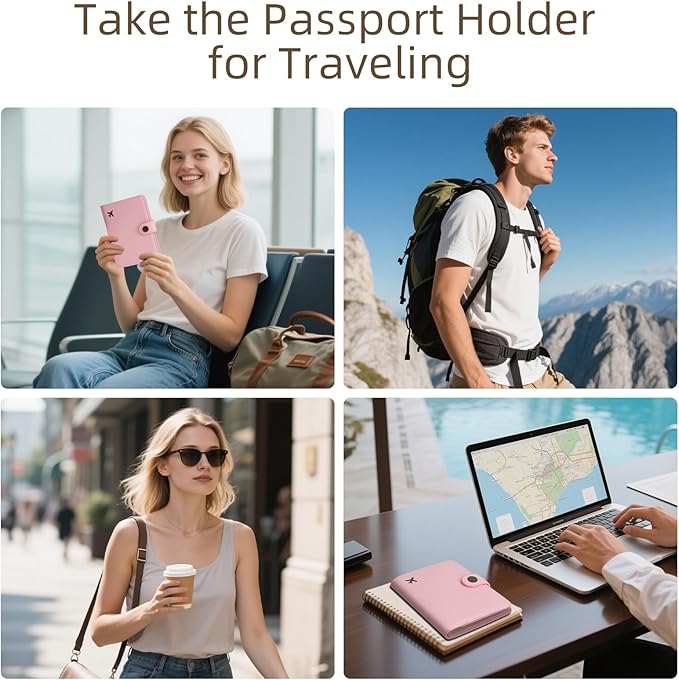 ZOPPEN Passport Holder Women, Passport Cover Travel Wallet Rfid Blocking Passport Wallet Cover Case Travel Essentials Document Organizer, Pink