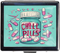 Cute and Portable Metal Pill Organizer – 8 Compartments, Elegant Chrome Finish, Ideal for Travel and Daily Use (Chill Pills Fun)