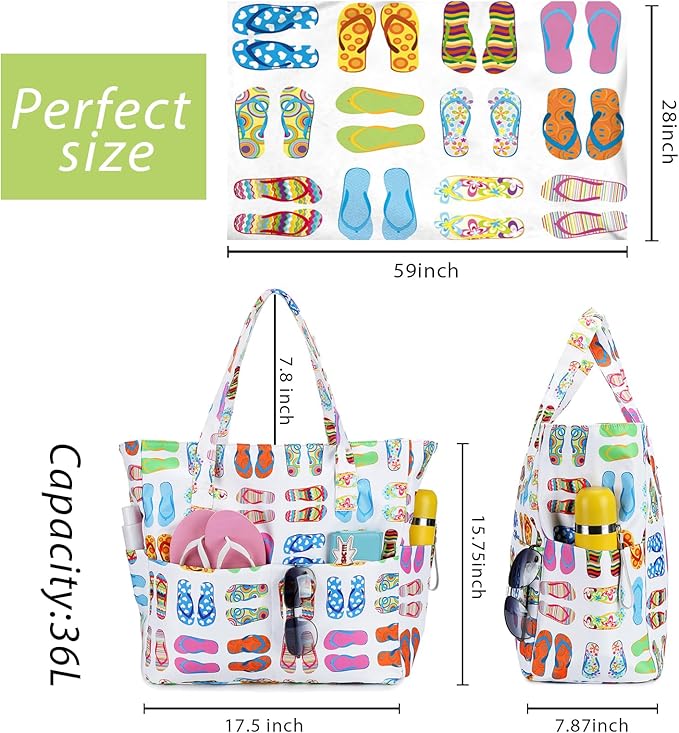 Waterproof Beach Tote Pool Bags for Women Ladies Extra Large Gym Tote Carry On Bag With Wet Compartment for Weekender Travel