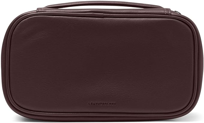 Leatherology Brown Medium Travel Organizer - Zipped mesh storage pocket, elastic loops for organization, metal zipper with leather pull