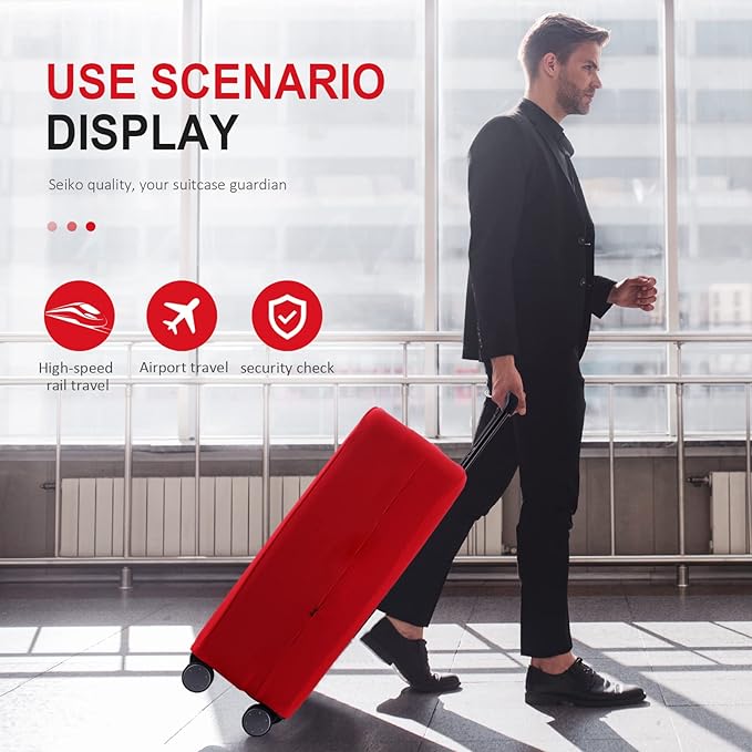Travel Luggage Cover Suitcase Protector Scratch-Resistant Fit 19-31 Inch Suitcase, Not Included Suitcase (Red, M(24-25 inch))