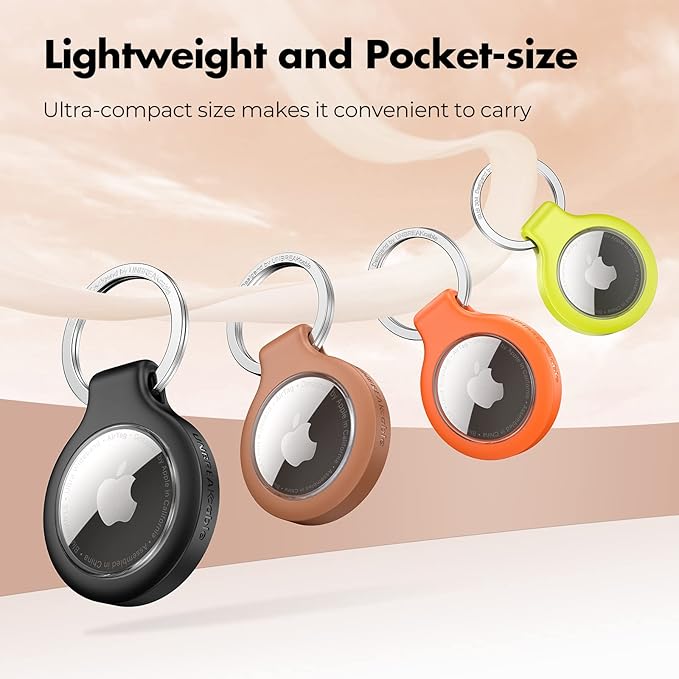 UNBREAKcable 360° Protective Holder for AirTag, [4-Pack] AirTags Keyring [Full Cover] [Scratch-Resistant] [Pefect Fit] [304 Stainless Steel] Keychain for AirTag TPU Case for Key, Luggage, Pet Collar