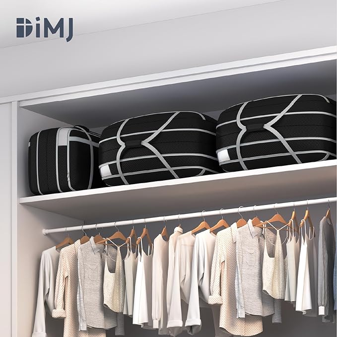 DIMJ Large Comforter Storage Bag with Handls, 100L Washable Blanket Storage, Compression Packing Totes Moving Bags With Zipper, Space Saving Containers For Pillow, Clothes, Bedding, 2 PCS