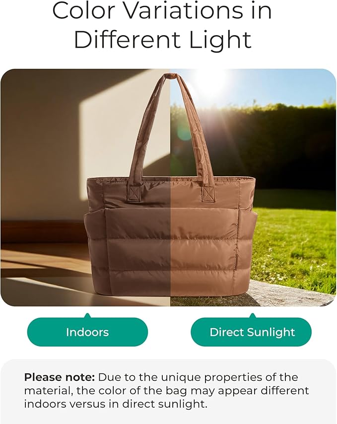 BAGSMART Tote Bag for Women, Lightweight Puffy Tote Bag with Compartments Shoulder Bag Handbag for Travel, Work, Gym,