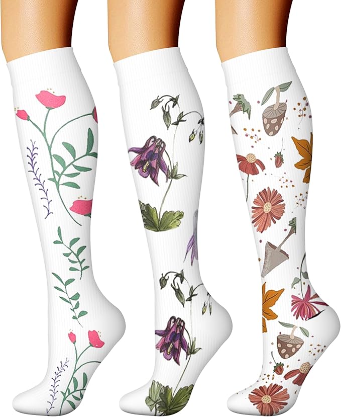 CHARMKING Compression Socks for Women & Men Circulation (3 Pairs) 15-20 mmHg is Best Support for Athletic Running Cycling