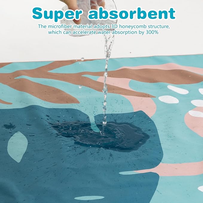 PY SUPER MODE Beach Hooded Towel Oversized - 60 x 40 inches Quick Dry Microfiber Beach Towels, Lightweight Soft and Absorbent Pool Towel Suitable for Bath Swimming Camping for Adults