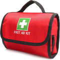 First Aid Bag Tote Empty Small First Aid Kit Bag Outdoor Travel Rescue Pouch First Responder Medicine Bag Pocket Container for Car Home Office Sport Outdoors (Red Foldable Green Print)
