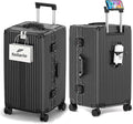 feilario 30in Super Large Captain Aluminum Frame Hardside Spinner Wheels Luggage, Removable Wheels Zipperless Checked Suitcase with Cup Holder/Phone Holder