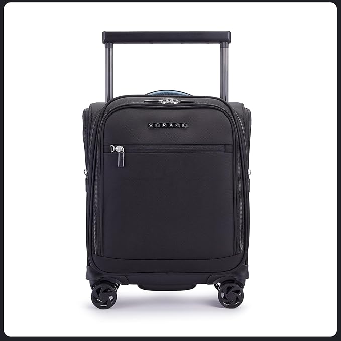 Verage Carry On Luggage with Wheels, 15 Inch Underseat Spinner Luggage Pro, Underseat Personal Item Travel Bag for Men and Women, Carry On Bags for Airplanes, Black