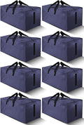 8 Pack Large Strong Moving Bags with Zippers & Carrying Handles - Water-Resistant - Heavy Duty Storage Tote for Space Saving, Fold Flat, Alternative to Moving Box (Blue)