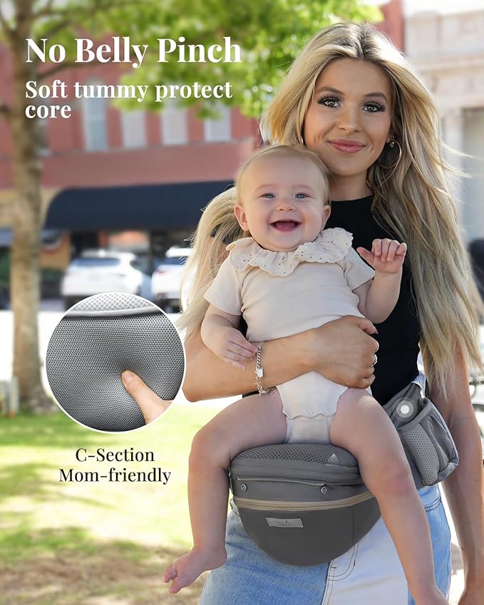 MOMTORY Carryall™ Pro Baby Carrier, Safety-Certified 6-in-1 Baby Carrier Newborn to Toddler, Detachable Baby Holder Carrier with Hip Seat, Ergonomic Cozy Baby Front and Back Carrier for 7-50lbs