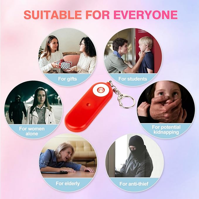 Personal Safety Alarm for Women - 130dB Self Defense Keychains Siren Whistle, Replaceable Battery with SOS LED Strobe Light - Emergency Security Safe Protection Devices for Kids Elderly