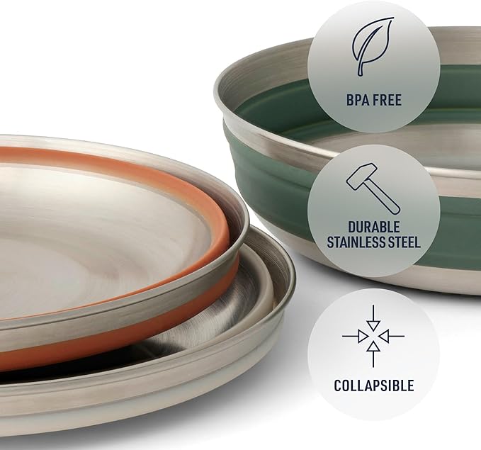 Sea to Summit Detour Stainless Steel Collapsible Bowl, Large (31 fl oz), Laurel Wreath Green