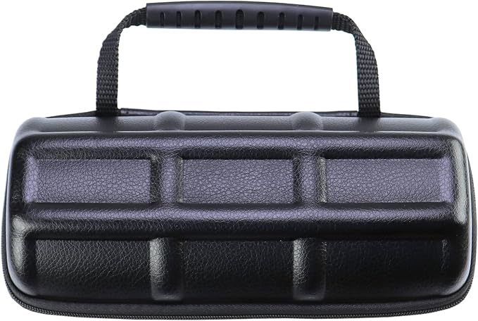 Juntan 3 Slots Hard Watch Travel Case, Portable PU Leather Zipper Storage Organizer Box for Men Women with Soft Compressible Foam Pillow Black