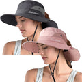 ZOORON Women's Ponytail Safari Sun Hat,Wide Brim UV Protection Outdoor Bucket Hat,Foldable Beach Summer Fishing Hat