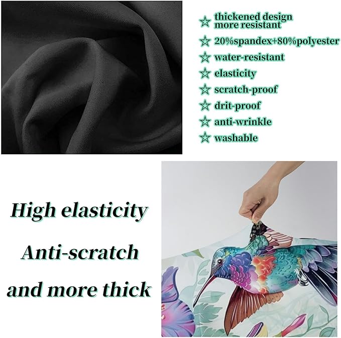 Luggage Cover Suitcase Protector + Tag, Hummingbirds Travel Cover for 22-24 inch Luggage (M), Concealed Zipper, Washable, Elastic, Dustproof, Anti-Scratch