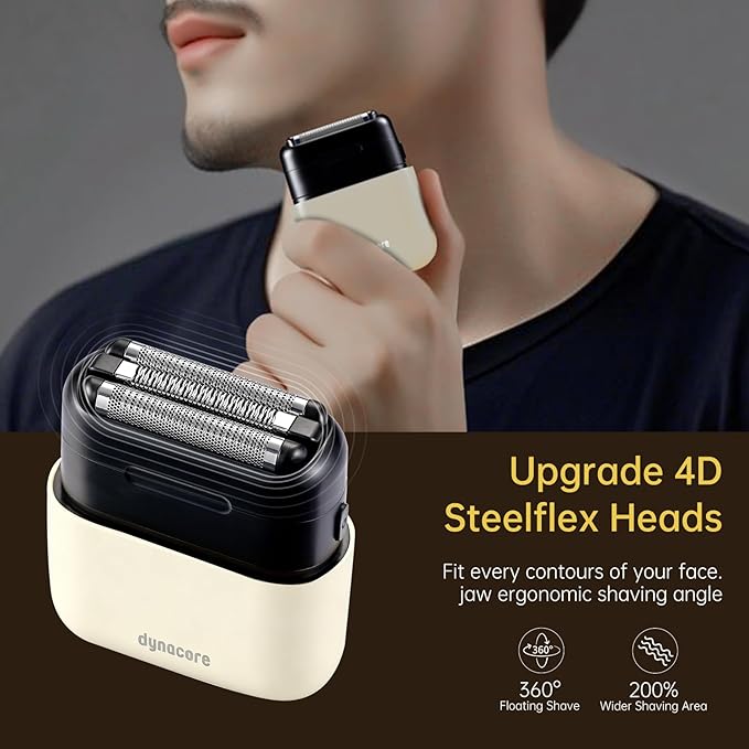 Mini Steel Electric Foil Shavers for Men: Upgraded Mini Electric Razor– Portable Travel Shaver with IPX7 Waterproof, Ultra-Long BatteryLife, and Triple Blade Technology Mini Razor (Arctic White)