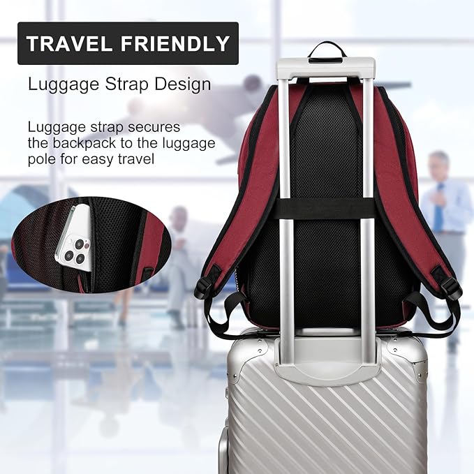 Red Backpack for School, School BackPack for Teens, Boys and Girls, with 15.6 inch Laptop Bookbag for College High School, Large Computer Back Pack with Compartments for Men & Women