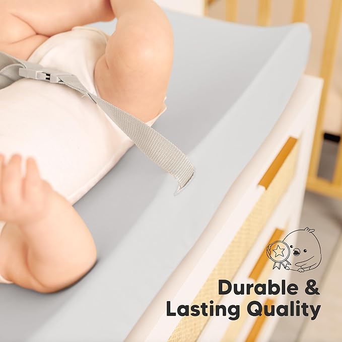 2-Pack Baby Changing Pad Covers for Girl, Boy,Neutral - Soft Viscose Derived from Bamboo Changing Table Pad Cover Sheets,Baby Nursery Diaper Changing Pad Cover,Contour Changing Pad Liner (French Gray)